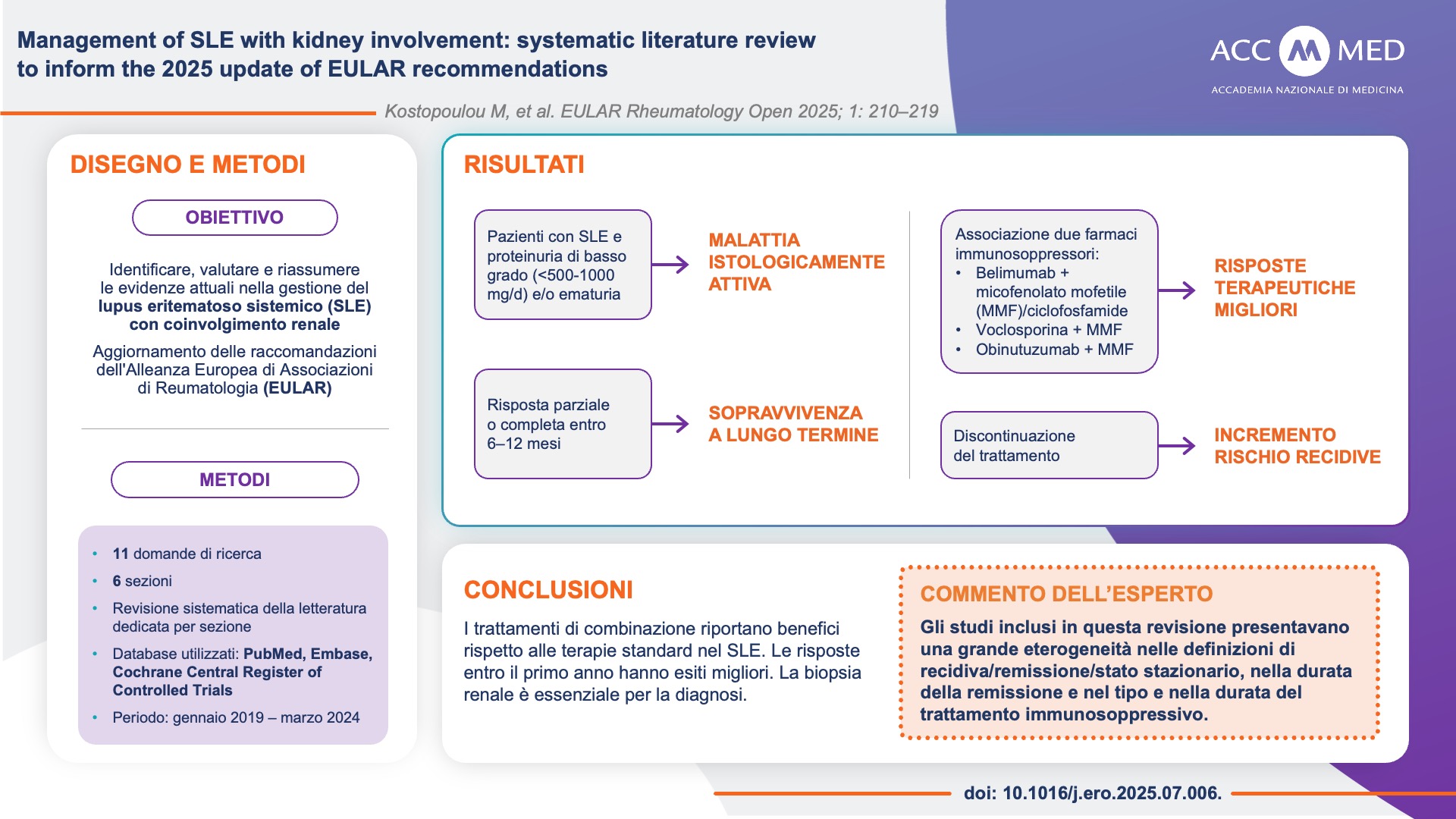 Raccomandazioni EULAR: revisione della letteratura e aggiornamento